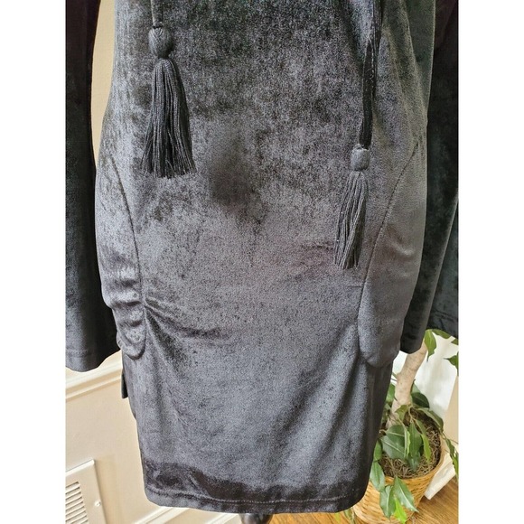 Ingear Resort Black Velvet Polyester V-Neck Long Sleeve Knee Length Dress S/M - Picture 3 of 15